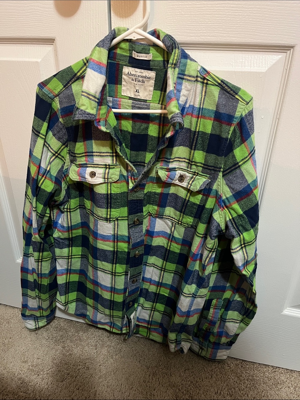 Abercrombie & Fitch Green and Blue Plaid Flannel